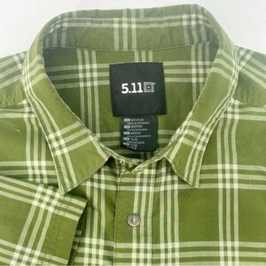 5.11 Tactical Series Mens‎ Green/White Plaid Snap Button Down LS Shirt MD